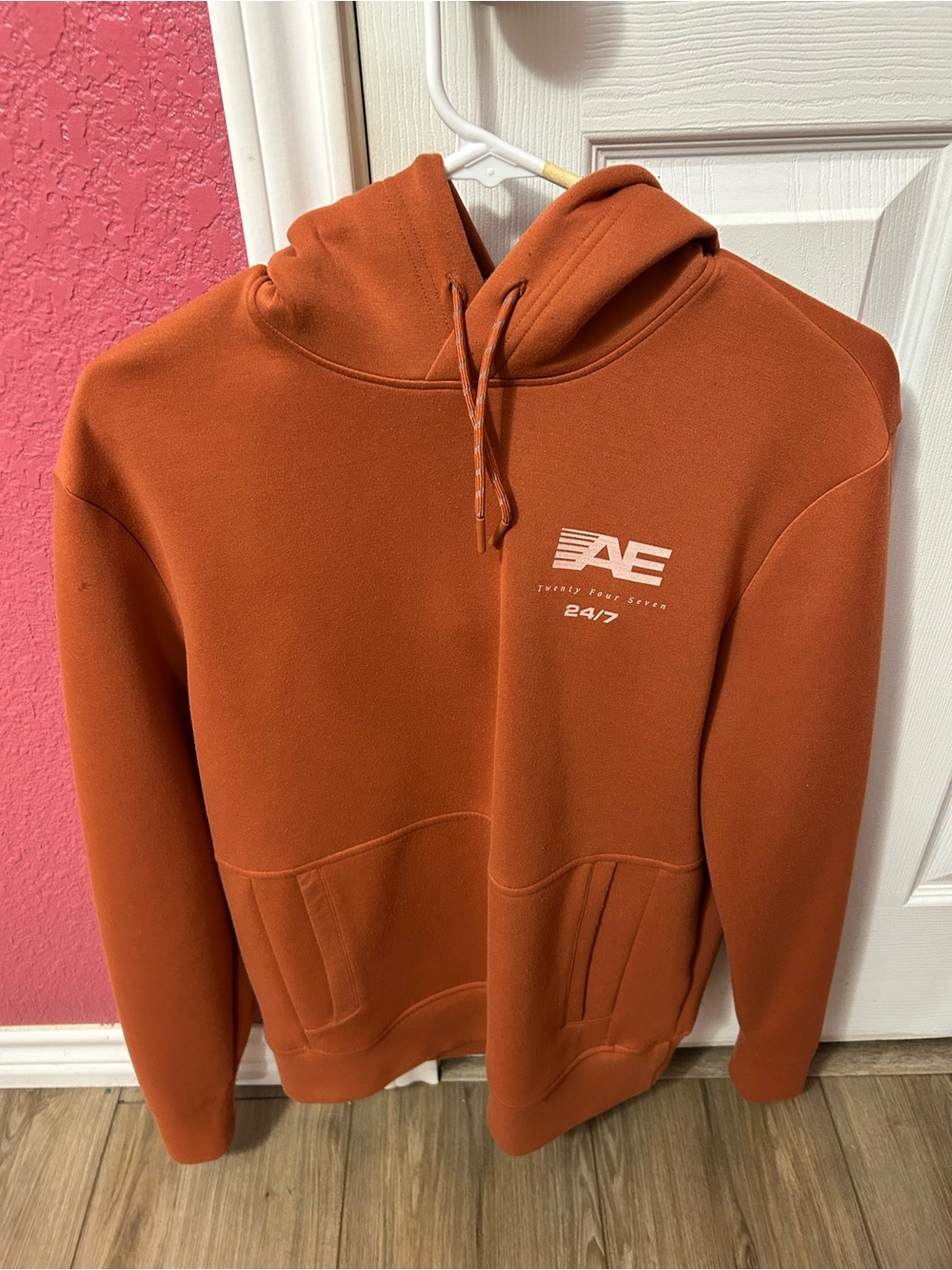 American Eagle Outfitters Men's Crewneck Hoodie in Rust Orange